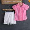 Hot Toddlers Kids Baby Girls T-shirtShort Pants Lace Outfits Suit Clothes 2-8Y