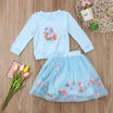 2PCS Toddler Kids Baby Girl Floral Dress Outfit Tops T-ShirtTutu Skirt Clothes