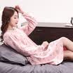 Arctic velvet nightdress ladies pajamas printed nightdress female solid color cotton pajamas female sense pajamas female B541106512-5 green stripes XL