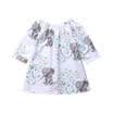Fashion Toddler Kids Baby Girl Elephant Flowers Long Sleeve Dress Casual Clothes