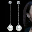 Long Tassels Ms Imitation Pearl Earrings Fashion Personality Jewelry Exaggerated Cubic Zirconia Eardrop WHE22