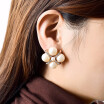 Nice shopping 2019 Fashion Gold Crystal Ear clip Brincos Perle Pendientes Bou Pearl Earrings For Woman