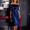 Womens Off-Shoulder Velvet Formal Prom Dress Evening Party Cocktail Long Dress