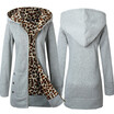 Thicken plus velvet large size hooded leopard sweater tops womens jacket