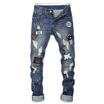 New Mens Slim Runway Straight Denim Pants Destroyed Ripped Trousers Jeans