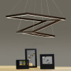 Baycheer HL487480 Triple Ring Chandelier Dark Brown 120W Brushed Aluminum SquareRectangular LED Chandelier