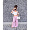 Lace Kids Toddler Baby Girls Striped Off Shoulder Crop Tops Pants Outfit Clothes