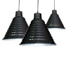 Baycheer HL478964 Polished Black Finish Hanging Light with Ribbed Metal Shade