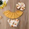 Flowers Newborn Baby Girl Off Shoulder Crop Tops Shorts Headband Outfits Clothes