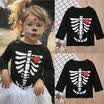 Newborn Halloween Baby Girl Bone Love Pattern Long Sleeve T-shirt Top Clothes