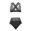 Women Lace Up Bikini Set Push-up Padded Bra Mesh Swimsuit Bathing Suit Swimwear