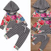 Newborn Baby Girl Floral Hooded Top T-shirt Pants Leggings Outfit Clothes Set