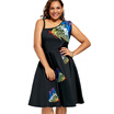 Butterfly Embroidered Sleeveless A Line Plus Size Dress