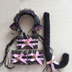 5pcsSet Anime Cosplay Headwear Fox Cat Ears Headband Tail Wristbands Cute