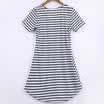 Summer Women Casual Short Sleeve Round Neck Striped Mini Dress Loose T-shirt Tee