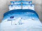 3D Sweet Bbay Polar Bear Printed Cotton 4-Piece Bedding Sets