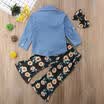Canis Toddler Kids Baby Girls Denim T-shirt Sunflower Pants Headband Outfits Set