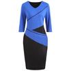 V Neck Color Block Pencil Dress