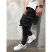 Mens Slim Fit Urban Straight Leg Trousers Casual Pencil Jogger Cargo Pants