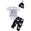 3pcs Outfits Girls Boys Reindeer Romper Long Pants Hat Newborn Baby Clothes Set
