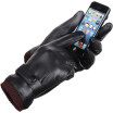 A pair of mens touch screen gloves are washed with PU&fleece in autumn&winter to keep warm