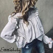 Women Ruffles Long Sleeve Chiffon T-Shirt Tops Loose Casual Ladies Blouse Shirt