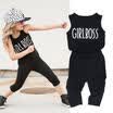US Stock Kids Baby Girls Outfit Clothes Sleeveless T-shirt TopsPants Shorts Set