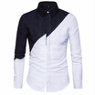 2018 Mens Cotton Black White Stitching Color Shirts Casual Slim Fit Fashion Man Lapel Large Size Long-sleeved Shirts Male S-2XL