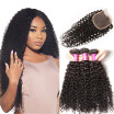 Unice Hair Icenu Series Malaysian Kinky Curly Human Hair 4 Bundles With Lace Closure Middle Part Human Hair Extensions