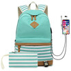 Shoulder bag womens fashion Korean printed bag middle school students satchel stripe canvas backpack