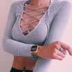 Summer Women Casual Off Shoulder Tank Top Vest Blouse Long Sleeve Crop Top Shirt