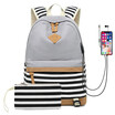 Shoulder bag womens fashion Korean printed bag middle school students satchel stripe canvas backpack