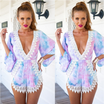 UK Women Summer Jumpsuit Romper Playsuit Deep V Outfit Floral Beach Sun Dress