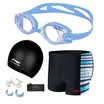 Li Ning LI-NING all-round swimming swimsuits swimsuits swimsuits five sets of fashionable high-quality swimming pants swimming goggles swimming cap sets LSJK666-1 sky blue XXL