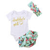 3Pcs 0-2T Toddler Baby Girls Cotton Tops Romper Floral Pants Outfits Set Clothes