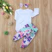 UK Stock 3pcs Infant Baby Girl Floral Outfits Jumpsuit Romper Pants Headband Set