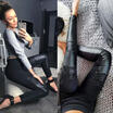 Women Wet Look Stretchy Pants Faux Leather Skinny Shiny Leggings Pencil Trousers