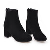 IDIFU Womens Chic Faux Suede Round Toe Medium Block Heel Side Zipper Ankle Boots