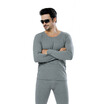 LangSha mens thin couple large size cotton sweater thermal underwear set solid color