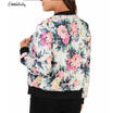 Women Ladies Flower Jacket Coats Zip Up Biker Flight Casual Top Coat Outwear