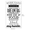 Work Hard Removable Wall Decal Positive Quote Vinyl Sticker Office Home Decor