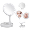 LED Lighted Folding Makeup Mirror Vanity Pocket Mirror With Storage Box Organizer 10X Magnifying Mirror With Lights