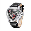 Triangle Case Automatic Watch Mens Mechanical Leather Strap Wristwatch Gift N3FU