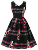 Vintage V Neck Heart Music Notes Pin Up Dress