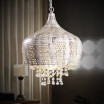 Baycheer HL478990 Crystal Accent White Hanging Lamp for Cafe Restaurant