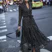 UK Womens Holiday Polka Dots Slit Ladies Maxi Long Sleeve Print Beach Dress