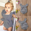 Stylish Newborn Baby Girl Bow Sleeveless Striped Romper Jumpsuit Clothes Outfits