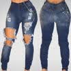 Womens Denim Pants Ripped Destroyed Slim Skinny Boyfriend Casual Jeans Trousers