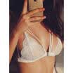 Women Floral Sheer Lace Triangle Bralette Unpadded Bra Crop Top Strappy Lingerie