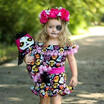 Toddler Kid Baby Girl Halloween Skull Printed Dress Outfits Party Mini Dresses